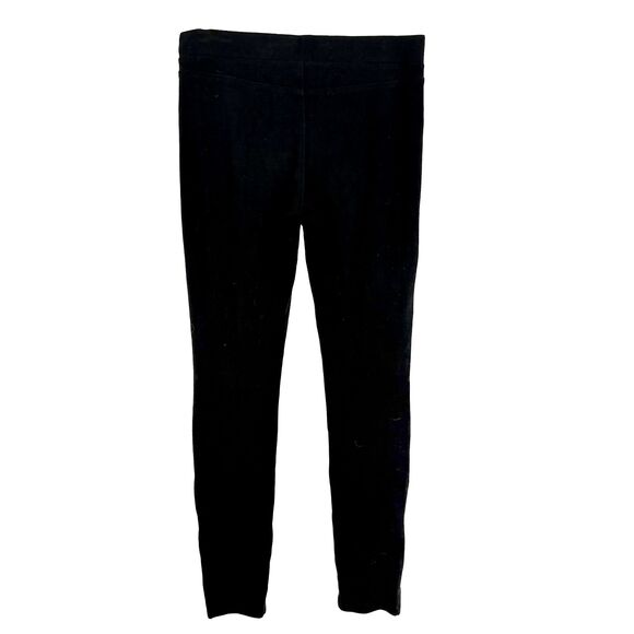THEORY Quilted Knee Patch Leggings M Black Stretch Knit Pant Comfort Pull On B9 - Picture 3 of 6